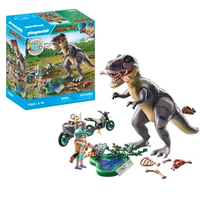 Image de Playmobil Dinos 71524 Explorateur avec moto et tyrannosaure