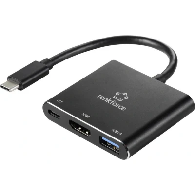 Afbeelding van Renkforce RF 5133676 USB C / HDMI Adapter [1x stekker 1x bus, bus (Power Delivery), A] Zwart 20 cm
