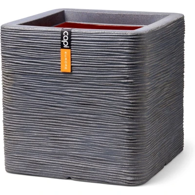 Afbeelding van Capi Plantenbak Nature Rib vierkant 40x40x40 cm donkergrijs