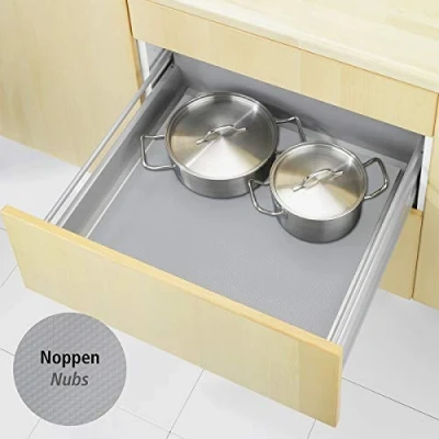 Afbeelding van WENKO Lademat, antislip, met noppen, organisatie van kasten, ladebescherming voor keuken, op maat te snijden en geluidsisolerend, bescherming servies, DIM 150 x 50 cm, grijs