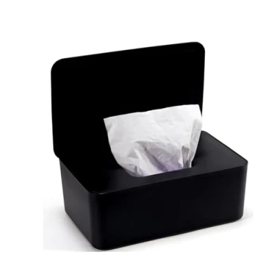 Afbeelding van Doos voor vochtige doekjes met deksel nat toiletpapier, baby, zwart, toiletpapierdoos buiten, thuis en op kantoor