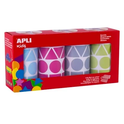 Afbeelding van APLI Kids Gekleurde stickers pastelkleuren 4 vormen 27 mm