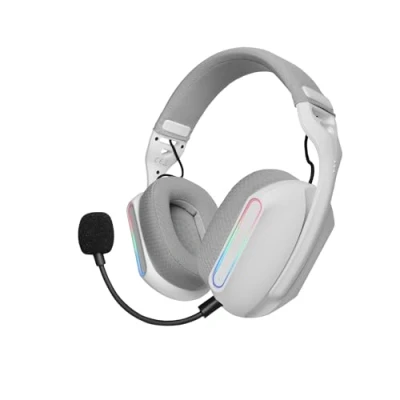 Afbeelding van MARSGAMING MHW PRO ARGB Flow draadloze gaming headset, 3D 7.1 surround sound, Bluetooth 5.3 + 2,4 GHz 3,5 mm jackstekker, ultralicht ergonomisch design, dubbele microfoon, platform, wit