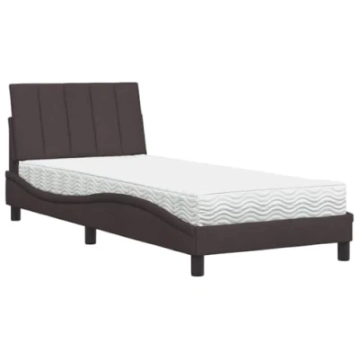 Afbeelding van vidaXL Bed met matras stof donkerbruin 90x200 cm