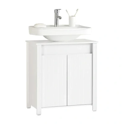 Afbeelding van SoBuy BZR101 W Wastafelonderkast Badkamermeubel Wit ca. 60 x 65,5 34 cm
