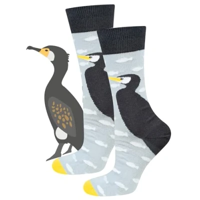 Afbeelding van soxo Dierensokken heren fantasie sokken humor cadeau 40 45, Aalscholver