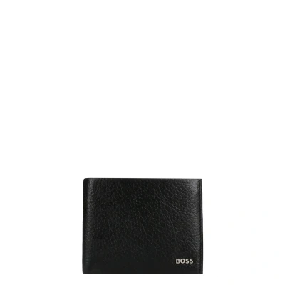 Afbeelding van BOSS Leren Kaarthouder New Crosstown Wallet Black Zwart