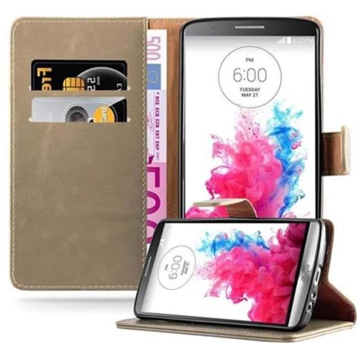 Afbeelding van Cadorabo Hoesje geschikt voor LG G3 in CAPPUCCINO BRUIN Beschermhoes met magnetische sluiting, standfunctie en kaartvakje Book Case Cover Etui