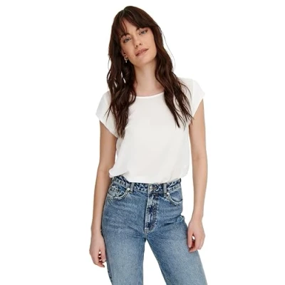 Afbeelding van ONLY Onlvic Solid Blouse, Dames, Maat: 40, Cloud dancer