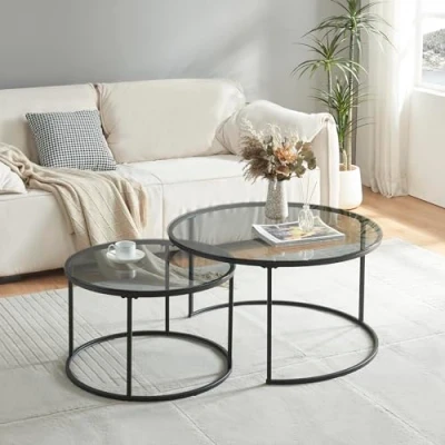 Afbeelding van Salontafel set van 2 Kokkola zwart en transparant