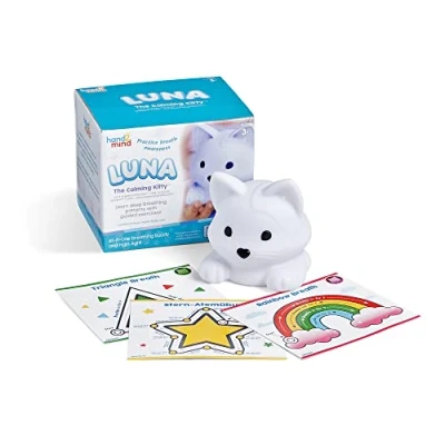 Afbeelding van Learning Resources Luna Het rustgevende kitten, diepe ademhalingsoefeningen, oplaadbaar dierennachtlampje, angstverlichting voor kinderen, volledig bewustzijn 3+