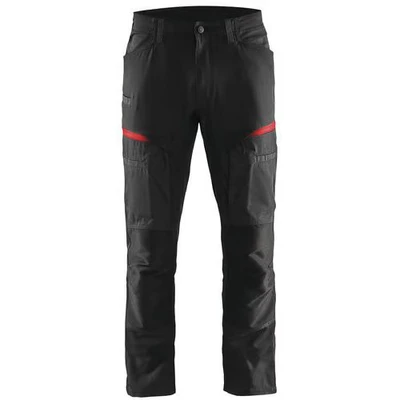 Image de Pantalon services stretch noir/rouge, poche A4 / tablette