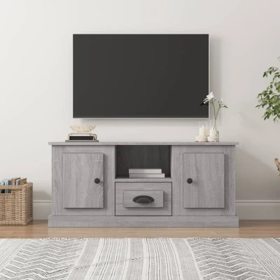 Afbeelding van Tv meubel 100x35,5x45 cm bewerkt hout grijs sonoma eikenkleurig