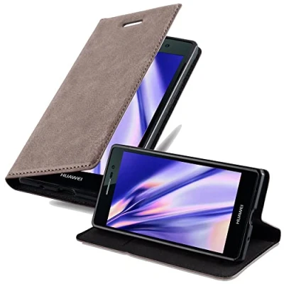 Afbeelding van Cadorabo Hoesje geschikt voor Huawei ASCEND P7 in KOFFIE BRUIN Beschermhoes met magnetische sluiting, standfunctie en kaartvakje Book Case Cover Etui