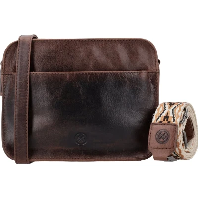 Afbeelding van Hide &amp; Stitches Next Navajo Schoudertas Crossbody Leer Schouderband Donkerbruin 100%