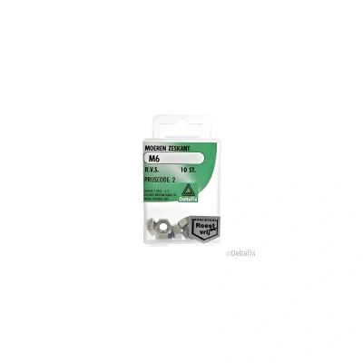 Afbeelding van Moer zeskant m6 rvs 10st Deltafix