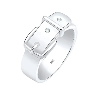 Afbeelding van Elli PREMIUM Dames Ring Damesriem Symbool Diamant (0.03 ct.) in 925 Sterling Zilver
