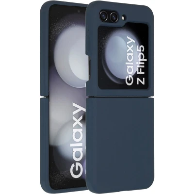 Afbeelding van Accezz Hoesje Geschikt voor Samsung Galaxy Z Flip 5 Siliconen Liquid Silicone Backcover Donkerblauw