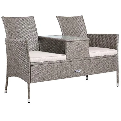Afbeelding van Casaria Polyrattan Tuinbank Incl. Kussen 143x55x88 cm Beige