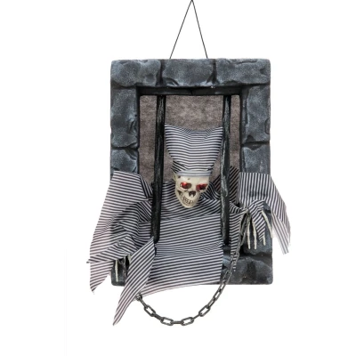 Afbeelding van Europalms Halloween Skelet, gevangene met lichteffect, 46cm decoratie versiering accessoires feestje