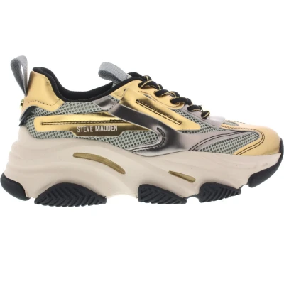 Afbeelding van Steve Madden Possession Sneakers laag, Dames, Maat: 39, Ice pewter/gold Imitatieleer/ textiel