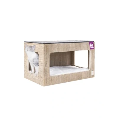 Afbeelding van Petrebels Wandmeubel wandmontage Klimmuur Kat Kattenmuur Box 60 Old Grey x 35 cm