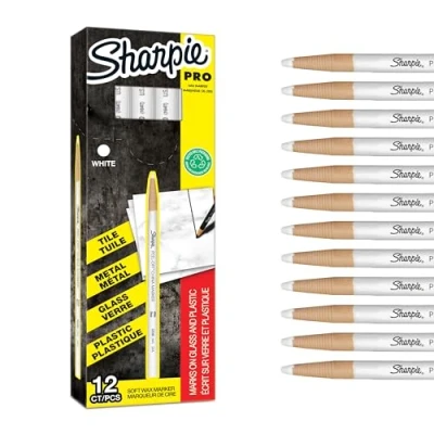 Afbeelding van Sharpie Peel Off vetmarker, wit, 12 stuks