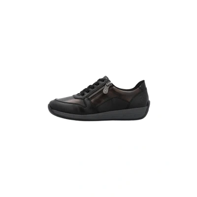 Afbeelding van RIEKER art N1100 25 dames zwart bruin veter rits maat 36