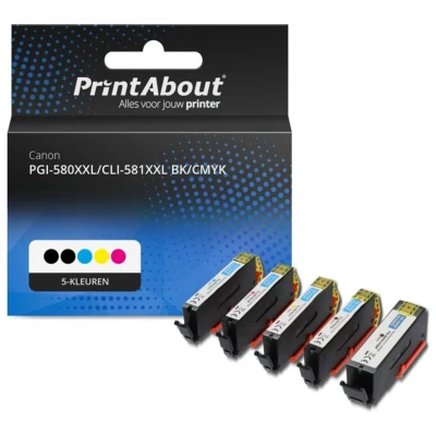 Afbeelding van Huismerk Canon PGI 580XXL PGBK/CLI 581XXL BK/CMYK Inktcartridge 5 kleuren Voordeelbundel Extra hoge capaciteit