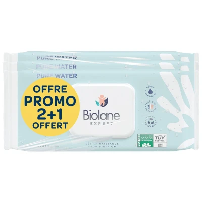 Afbeelding van Biolane Expert Puur Water Doekjes Verpakking van 3 x 60