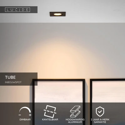 Afbeelding van Lucide TUBE Inbouwspot 1xGU10 Zwart