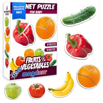 Afbeelding van magdum magnetische puzzel voor kinderen, groenten en fruit, 6 grote puzzel, koelkastmagneet baby&#039;s, kinderen van 3 jaar, jaar