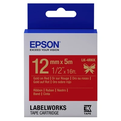 Image de Cartouche d&#039;encre Epson LK 4RKK pour LabelWorks LW C410 et C610 Or sur Rouge