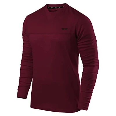 Afbeelding van TCA Element Hardloopshirt voor heren, lange mouwen, ronde hals, Cabernet (rood)