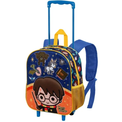 Afbeelding van Harry Potter Crest Kleine 3D rugzak met wieltjes, oranje, zwart, één maat, wielwapen, zwart., wielblazoen