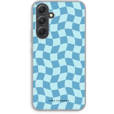 Afbeelding van Case Company® hoesje geschikt voor Samsung Galaxy A54 Grid Blauw Soft Cover Telefoonhoesje Bescherming aan alle Kanten en Schermrand