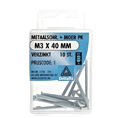 Afbeelding van M.schroef moer pk m3x40mm 10st Deltafix