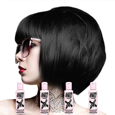 Afbeelding van 4 x Crazy Color Renbow Semi Permanent Haarkleur Cream Dye 100 ml doos van Four Natural Black