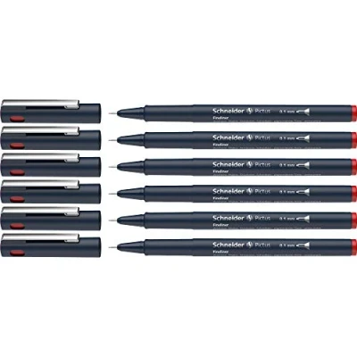 Afbeelding van Schneider Pictus Viltstiften, fijne lijndikte, 0,1 mm, rood, 6 stuks
