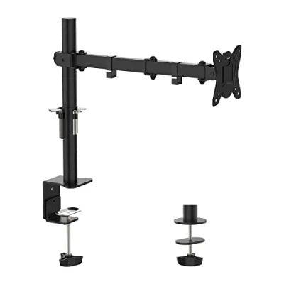 Afbeelding van GRIFEMA, GB2001 1 Monitorstandaard met enkele arm voor 13 32 inch computerscherm, in hoogte verstelbaar, VESA 75x75/100x100, staal, zwart