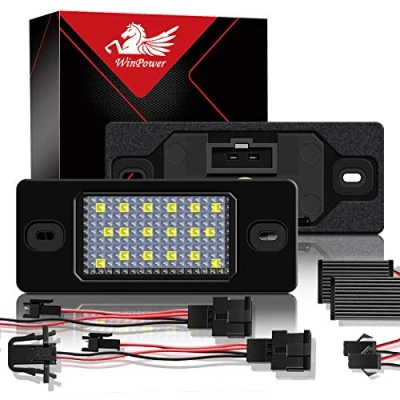 Afbeelding van WinPower Foutloze 18 SMD LED kentekenplaatverlichting, koud witte lamp 6000K, 2 stuks