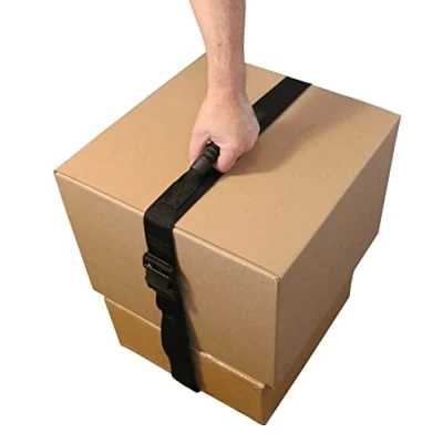 Afbeelding van Shoulder Dolly HandyLifter Draagriem met haak en handvat voor het eenvoudig efficiënt optillen van dozen, bagage, boodschappen zware voorwerpen, zwart