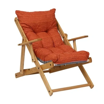 Afbeelding van Klapstoel, ligstoel, dennenhout, 3 posities, gestoffeerd, voor woonkamer, tuin, gemaakt in Italië, Relax (kreeft)