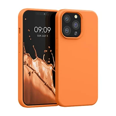 Afbeelding van kwmobile telefoonhoesje geschikt voor Apple iPhone 13 Pro Hoesje met siliconen coating Smartphone case in fruitig oranje