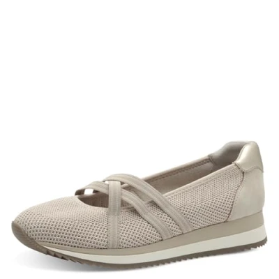 Afbeelding van Jana Ballerina&#039;s, Dames, Maat: 40, Beige gold Textiel/ synthetisch