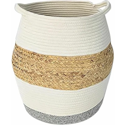 Afbeelding van Mand DKD Home Decor Wit Natuurlijk Aluminium Natuurlijke Vezel 30 x 40 cm
