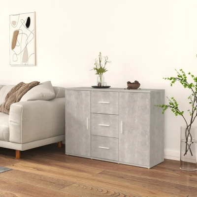 Afbeelding van vidaXL Dressoir 91x29,5x65 cm bewerkt hout betongrijs