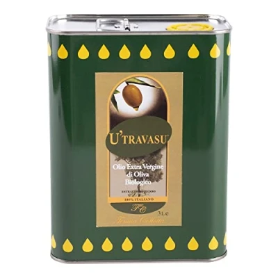 Image de U&#039;Travasu® Huile d&#039;Olive Extra Vierge Biologique bidon 3l 100% Italienne Produit en Sicile Extraction à Froid