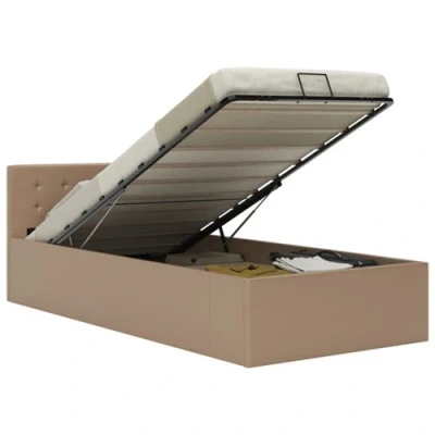 Afbeelding van Bedframe met opslag hydraulisch kunstleer cappuccino 90x200 cm