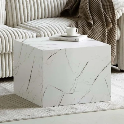 Afbeelding van Milton &amp; Oldbrook Salontafel 60 cm Pori Marmerlook Wit